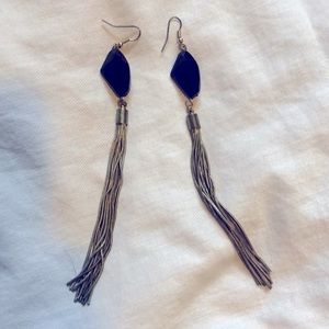 EARRINGS FLAPPER w/silver chain tassels VINTAGE